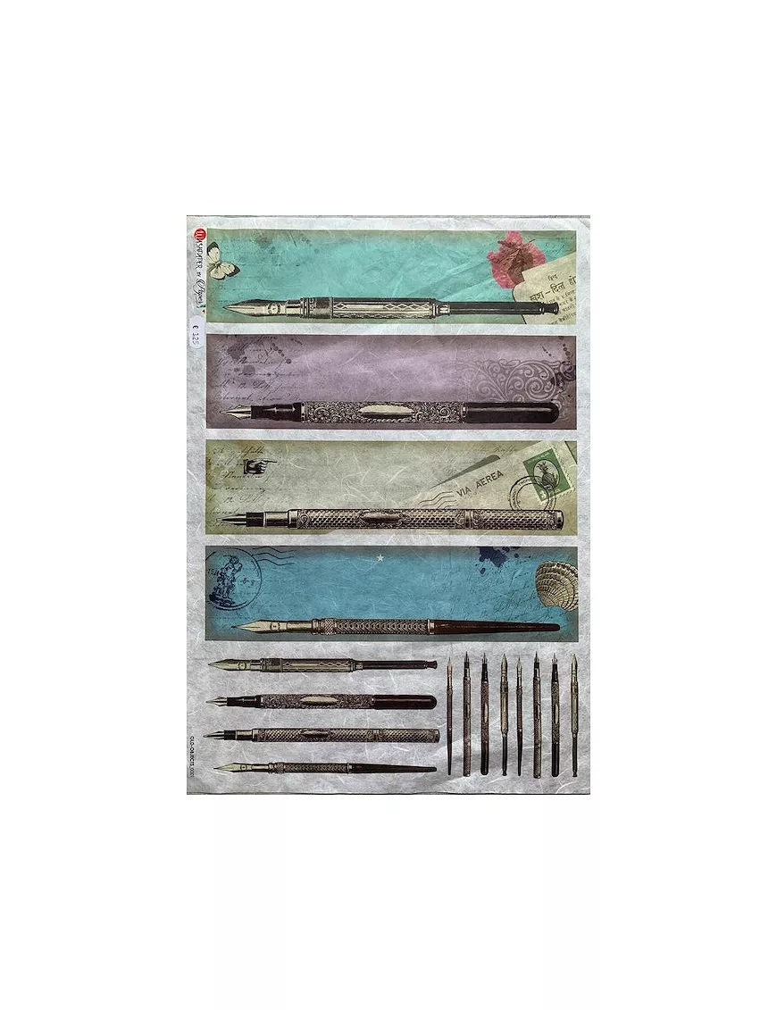 PAPEL ARROZ paperdesign OLD OBJECTS 001 PLUMAS ESTILOGRÁFICAS