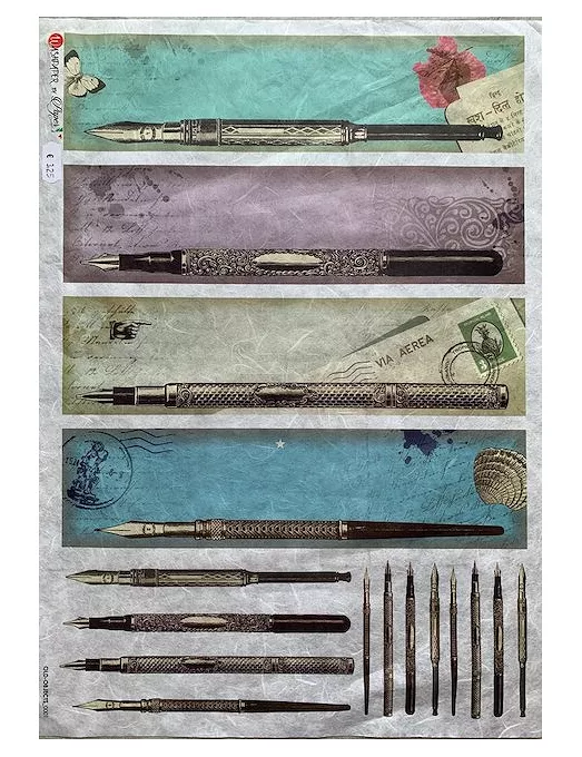 PAPEL ARROZ paperdesign OLD OBJECTS 001 PLUMAS ESTILOGRÁFICAS