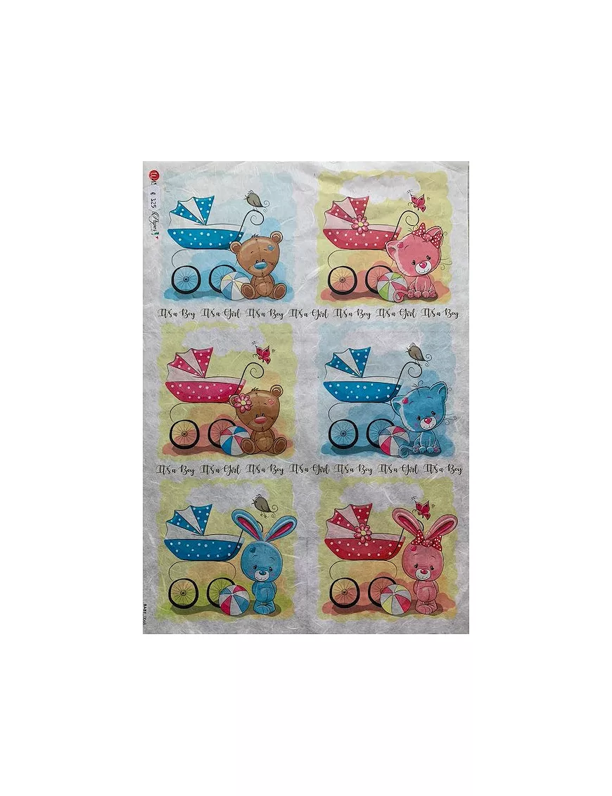 PAPEL ARROZ COCHECITOS ANIMALS