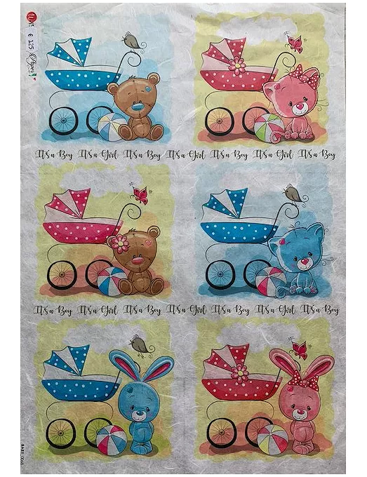 PAPEL ARROZ COCHECITOS ANIMALS
