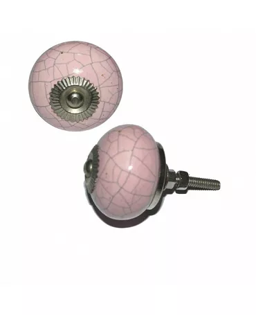 Pomo cerámico Rosa Claro Craquelado