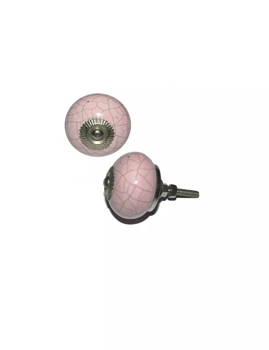 Pomo cerámico Rosa Claro Craquelado