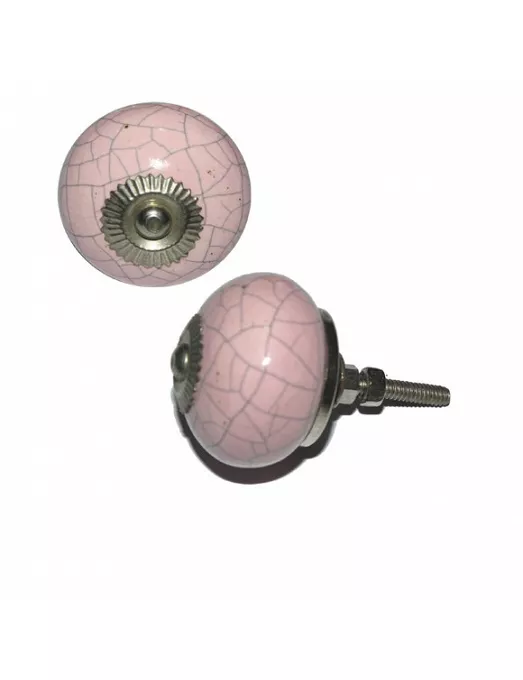 Pomo cerámico Rosa Claro Craquelado