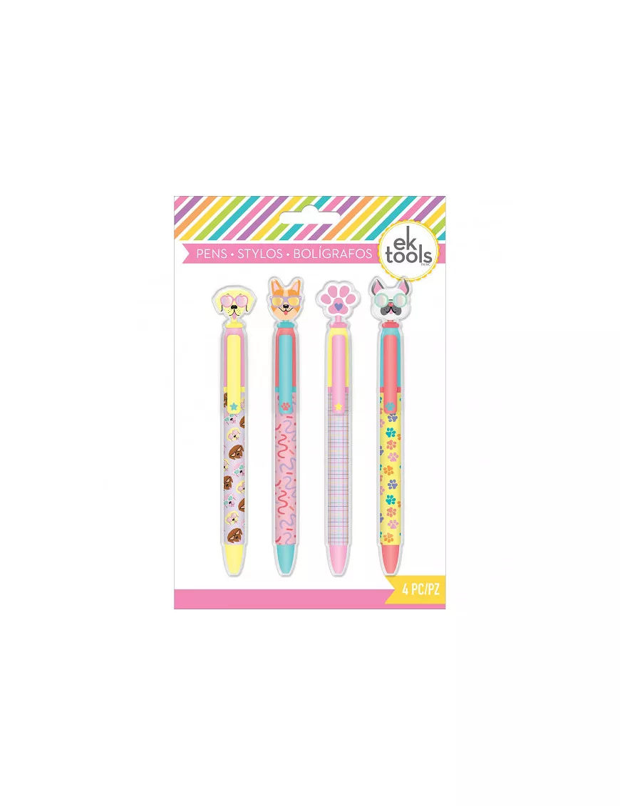 Boligrafos Set de 4 perros con gafas