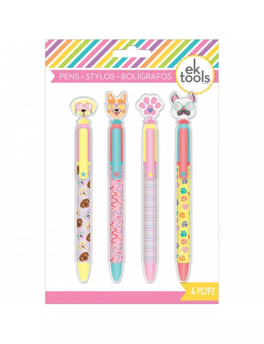 Boligrafos Set de 4 perros con gafas