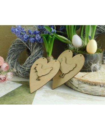 Madera CORAZÓN GALLINA Y GALLO