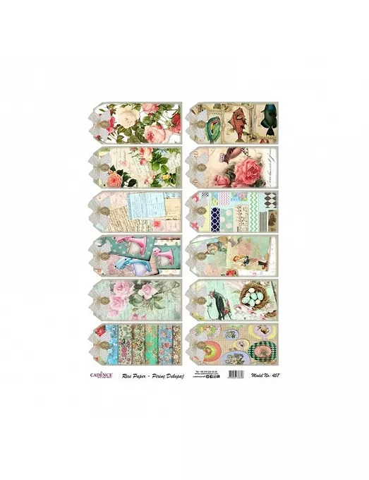 Papel arroz Cadence A3 ETIQUETAS SHABBY