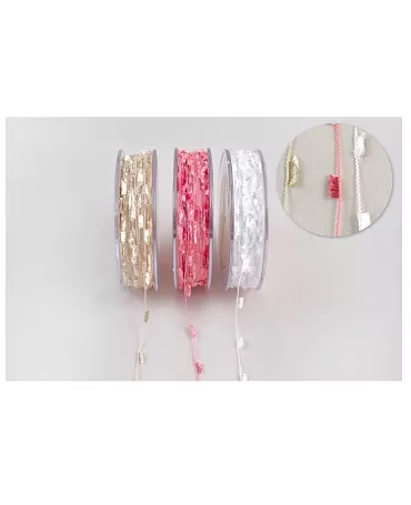 CORDON CON CADENETA Y FLECOS BLANCA DE 4 MM