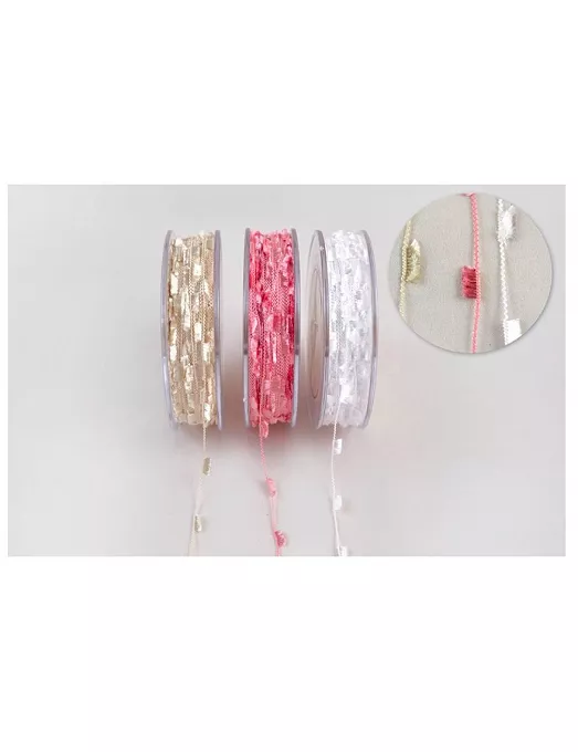 CORDON CON CADENETA Y FLECOS BLANCA DE 4 MM