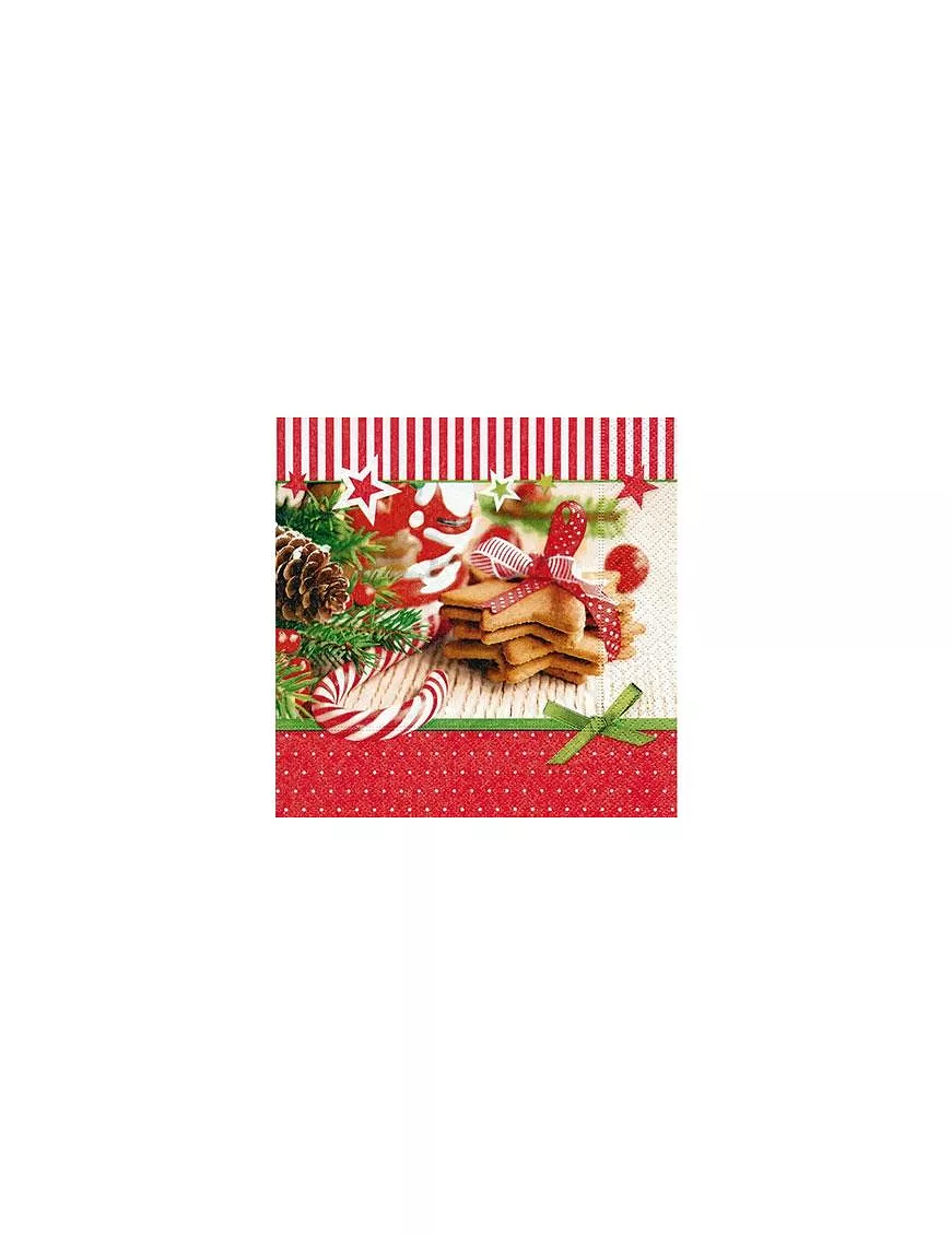 Servilletas GALLETAS CON LAZO ROJO NAVIDAD