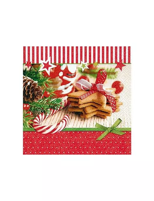 Servilletas GALLETAS CON LAZO ROJO NAVIDAD