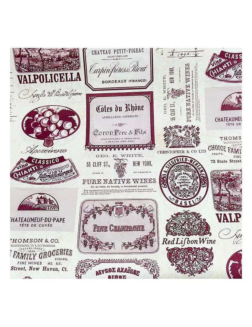 PAPEL ENCUADERNAR ROSSI Etiquetas Vino 70x50cm