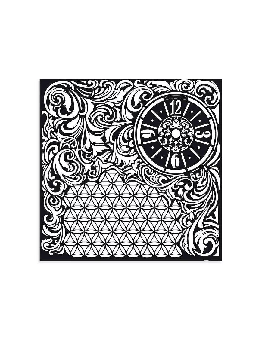 STENCIL Stamperia 30X30cm Clock and Texture
