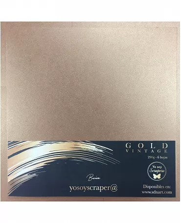 Cartulina metalizada 30x30 ORO "GOLD VINTAGE" pack 6 ud