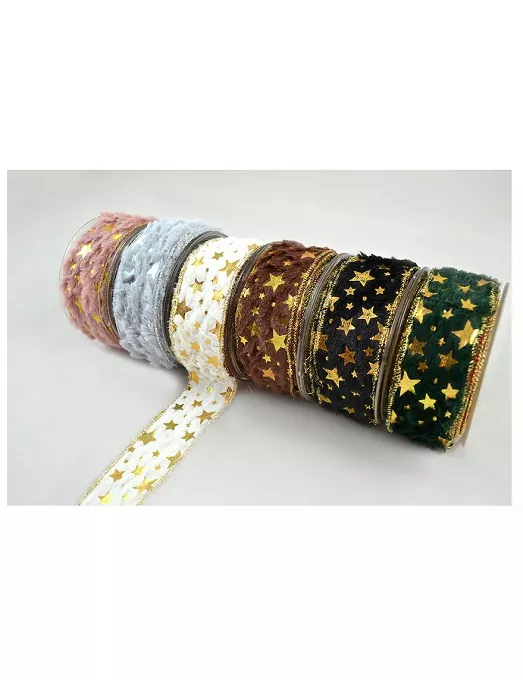 CINTA DE PELO LARGO CON ESTRELLAS 5 CM ROSA