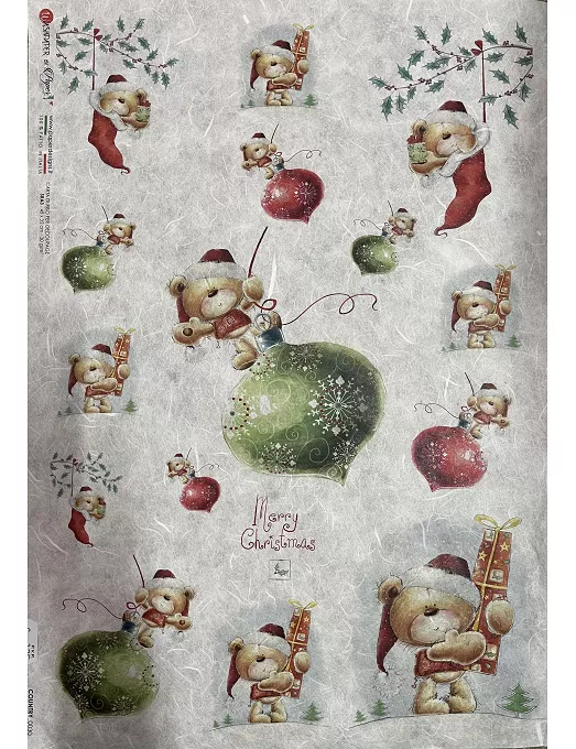 PAPEL ARROZ paperdesigns COUNTRY 0030 OSITOS NAVIDAD