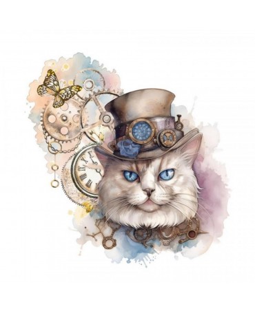 Transfer TEXTIL Gato Steampunk