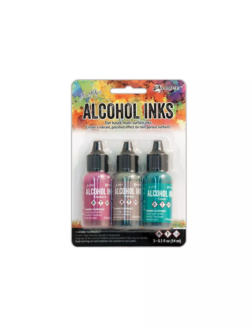 TINTA ALCOHOL INK RANGER KIT 3ud Raspberry, Pabble y Clover