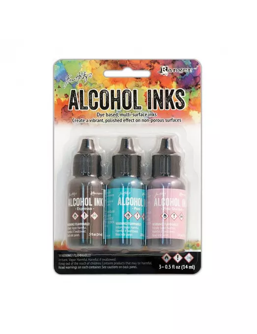 TINTA ALCOHOL INK RANGER KIT 3ud pool, pink shorbet y espresso