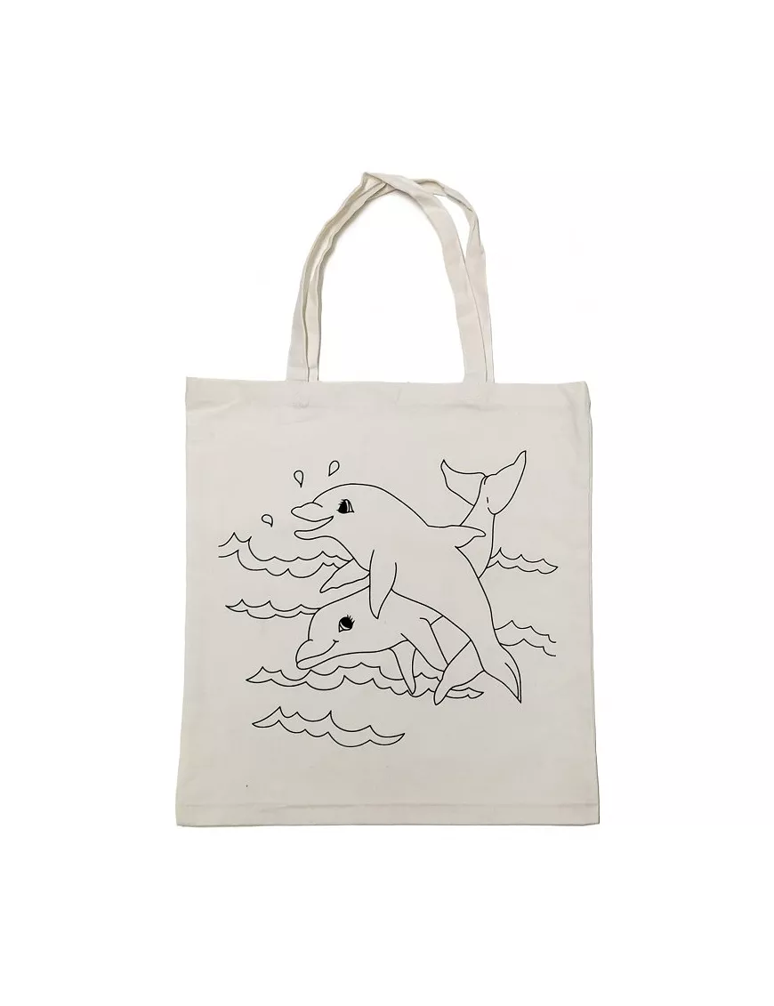 Textil BOLSA Algodón Prediseño DELFINES 38x42cm