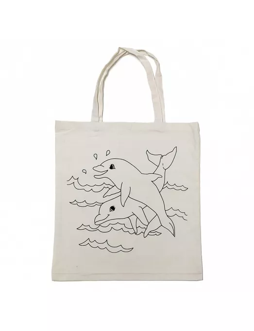 Textil BOLSA Algodón Prediseño DELFINES 38x42cm