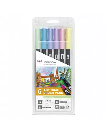Rotulador LETTERING TOMBOW Colores Pastel 6 ud