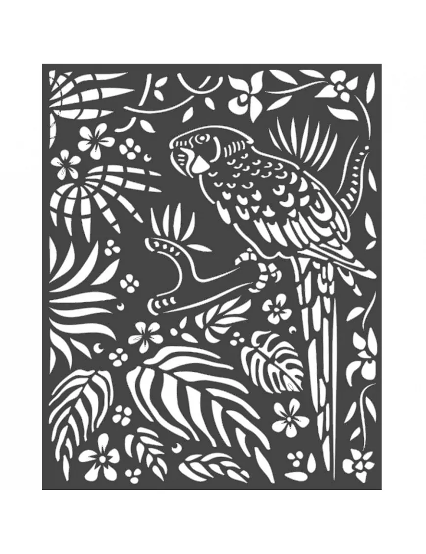 Stencil Stamperia 20x25 cm - Amazonia parrot