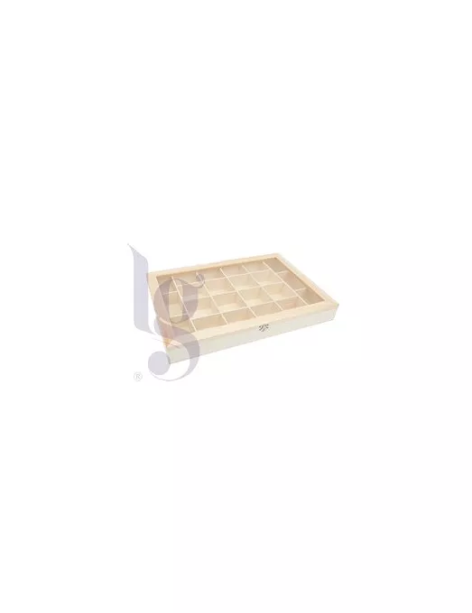 MADERA CAJA 50X35X6CM C/TAPA CRISTAL