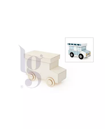 MADERA CAJA CAMION 22x10x13CM c/ruedas D.5.5cm