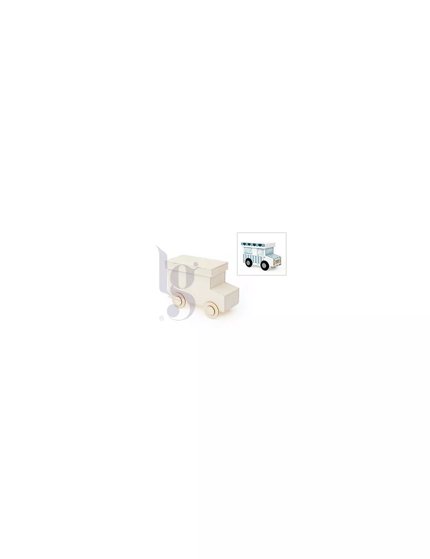 MADERA CAJA CAMION 22x10x13CM c/ruedas D.5.5cm
