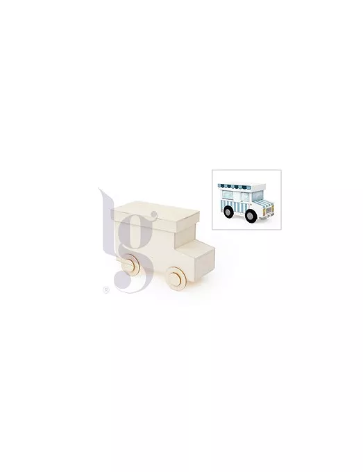 MADERA CAJA CAMION 22x10x13CM c/ruedas D.5.5cm