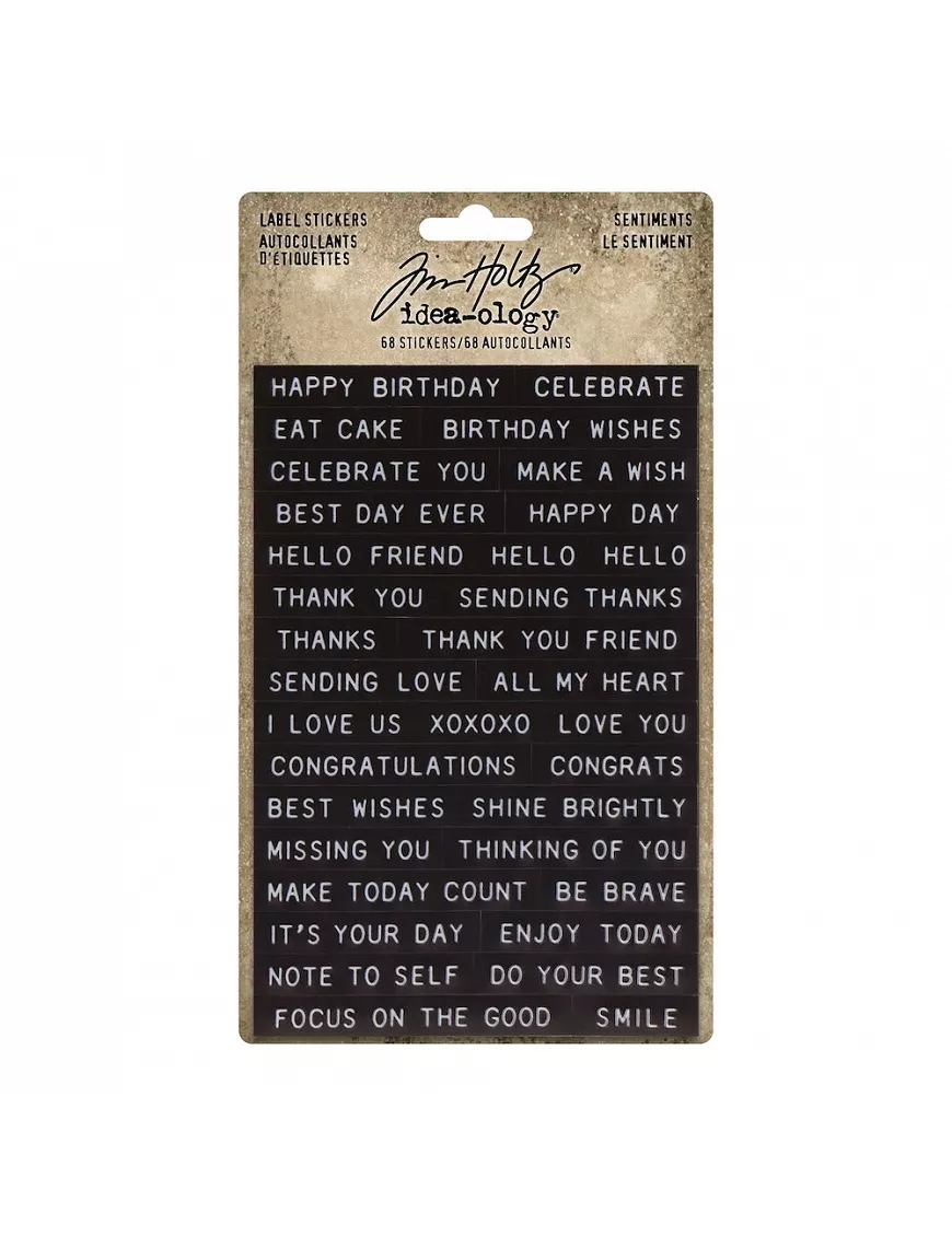 Tim Holtz Idea-ology Label Stickers Sentiments 68pc