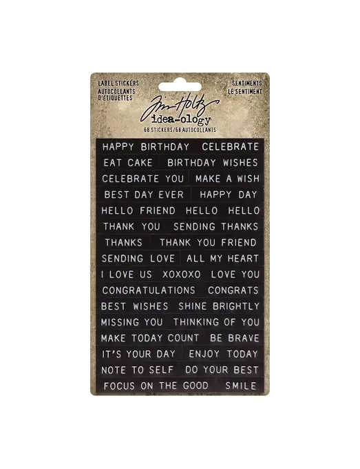 Tim Holtz Idea-ology Label Stickers Sentiments 68pc