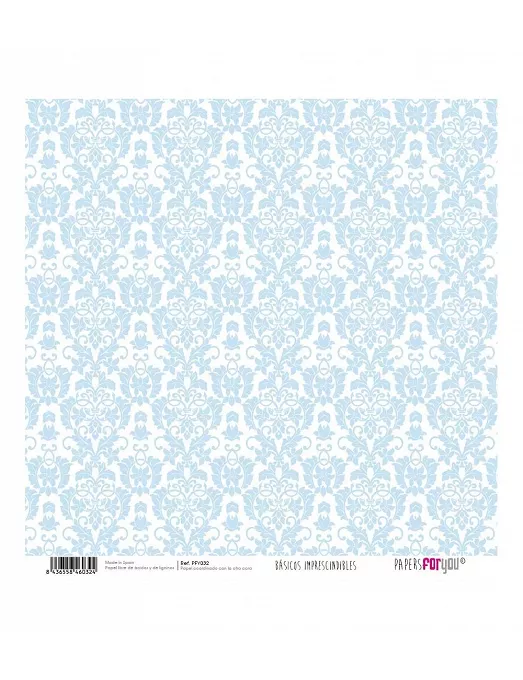 PAPEL SCRAP PFY Arabesco y Rayas diagonal AZUL BEBE 