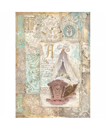 Papel arroz Stamperia A4 SLEEPING BEAUTY Cuna