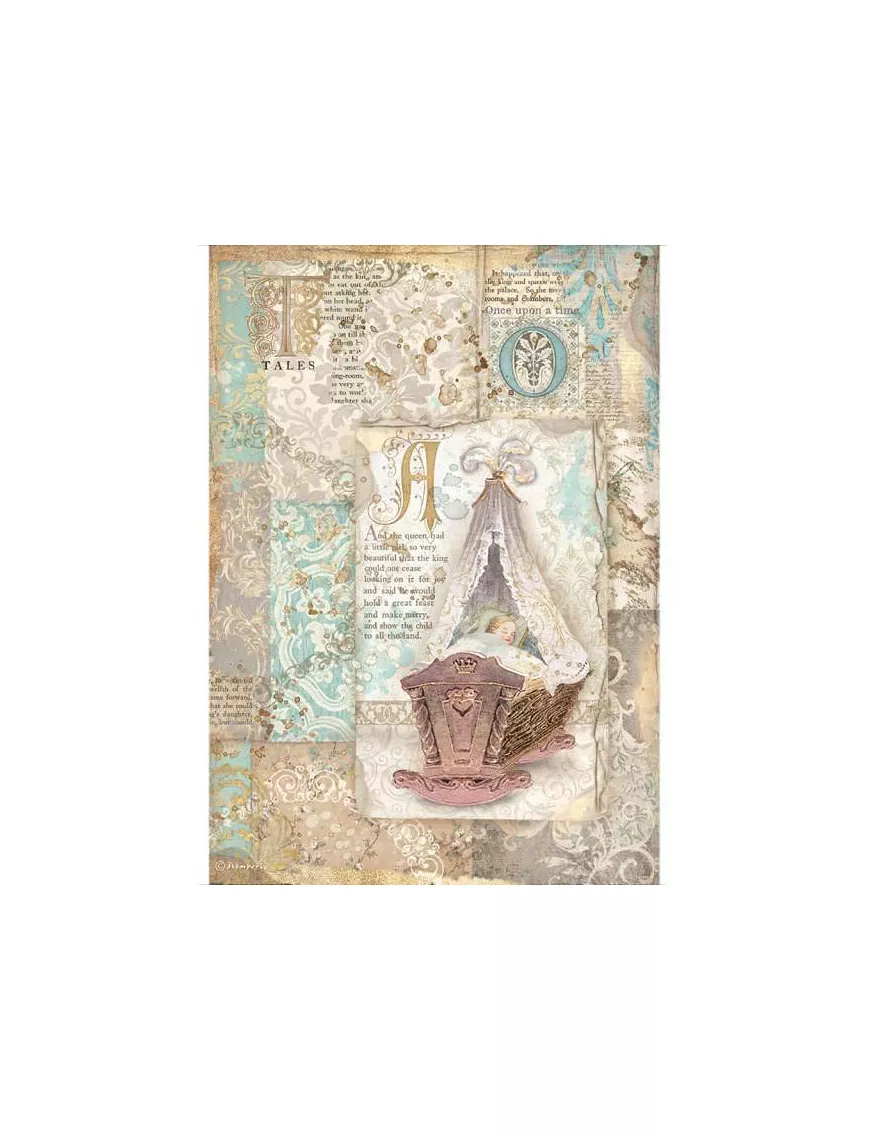 Papel arroz Stamperia A4 SLEEPING BEAUTY Cuna