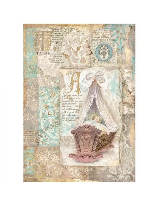 Papel arroz Stamperia A4 SLEEPING BEAUTY Cuna