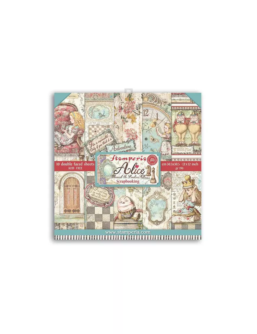 COLECCIÓN 30x30 STAMPERIA ALICE THROUGH THE LOOKING GLASS