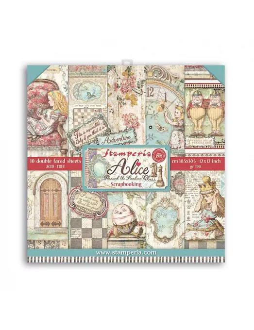 COLECCIÓN 30x30 STAMPERIA ALICE THROUGH THE LOOKING GLASS