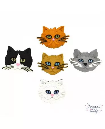 Botones GATOS CARAS 5pc